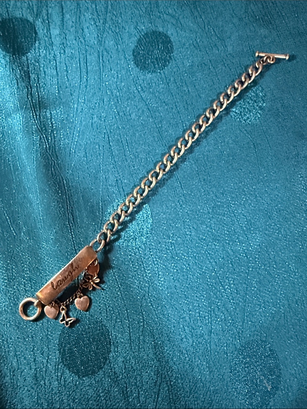 Engraved Heart Charm Chain Bracelet
